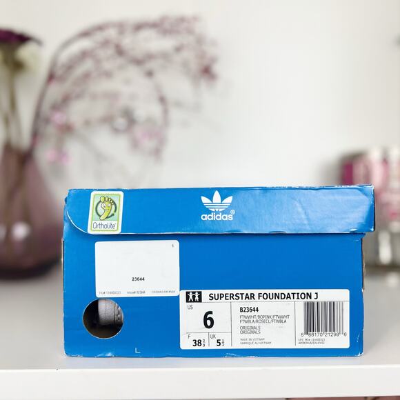 Adidas Superstar Foundation J B23644 White Pink Buzz Sneakers Womens Size 7 - Picture 16 of 16